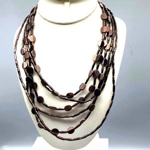 Vintage Chico's Multi Strand Bronze Beaded Necklace